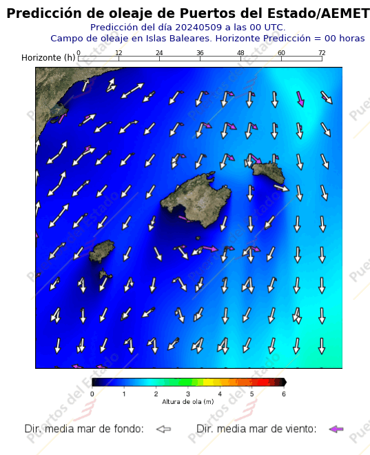 Predicción de Olas de Puertos del Estado/AEMET Islas Baleares  00 horas